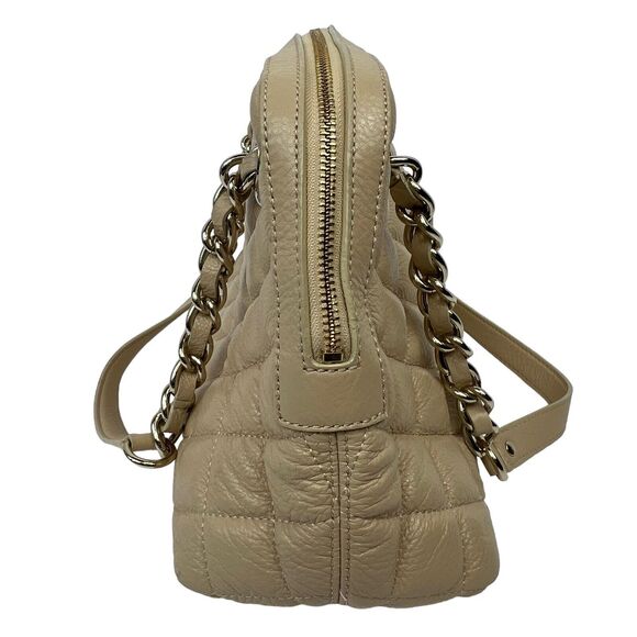 Kate Spade Georgina Gold coast Tan Cream Quilted Leather Satchel Bag Chain Bag - Picture 8 of 14